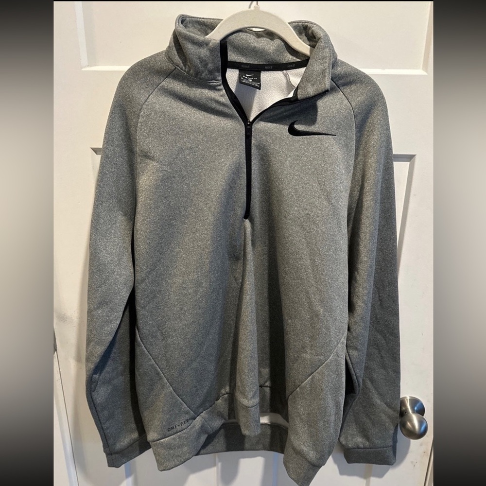 Nike Sweatshirt Mens Gray Dri Fit Thermal Fleece Half Zip Sz. Med